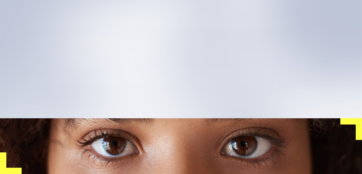 Woman stares into camera